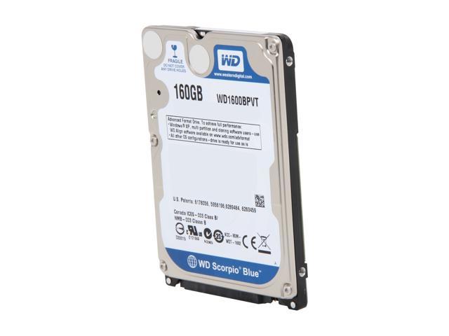 Western Digital Scorpio Blue WD1600BPVT 160GB 5400 RPM 8MB Cache SATA 3.0Gb/s 2.5" Internal Notebook Hard Drive Bare Drive