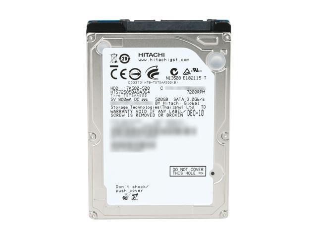 Hitachi GST Travelstar 7K500 HTS725050A9A364 (0A72335) 500GB 7200 RPM ...