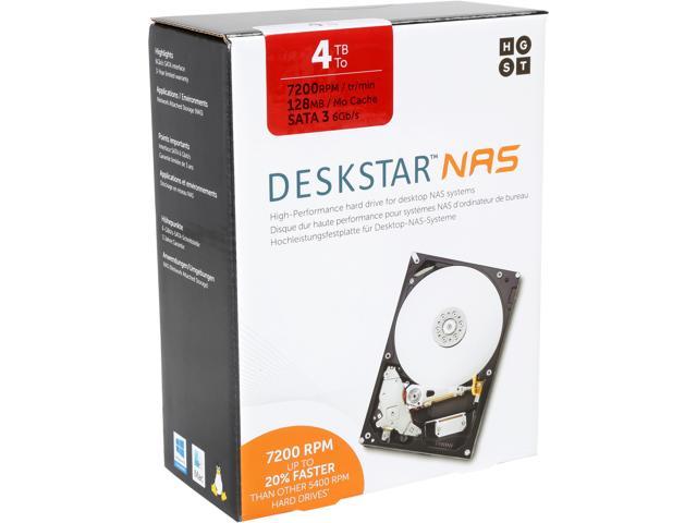 HGST DeskStar NAS 3.5" 4TB 7200 RPM 128MB Cache SATA 6.0Gb/s High-Performance Hard Drive for Desktop NAS Systems Retail Packaging 0S04005