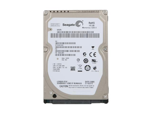 Seagate Momentus 7200.4 ST9160412AS 160GB 7200 RPM 16MB Cache SATA 3.0Gb/s 2.5" Internal Notebook Hard Drive Bare Drive