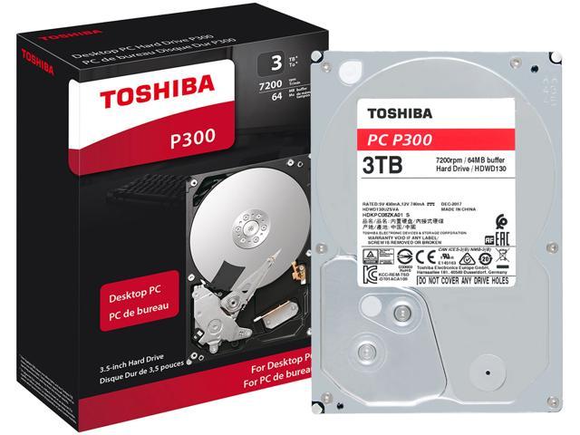 Toshiba P300 3TB Desktop PC Internal Hard Drive 7200 RPM SATA 6Gb/s 64MB Cache 3.5 inch - HDWD130XZSTA (RETAIL PACKAGE)