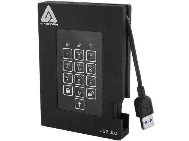 APRICORN 1.5TB Aegis Padlock Fortress FIPS 140-2 Encrypted External Hard Drive With PIN Access USB 3.0 Model A25-3PL256-1500F