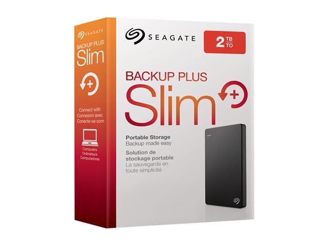 2TB Seagate Backup Plus Slim Portable External Hard Drive USB3.0 Black 