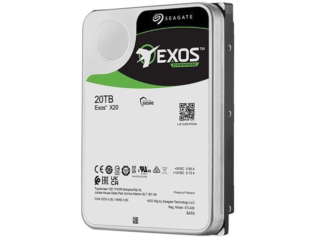 Seagate Exos X20 ST20000NM007D 20TB 7200 RPM 256MB Cache SATA 6.0Gb/s 3.5