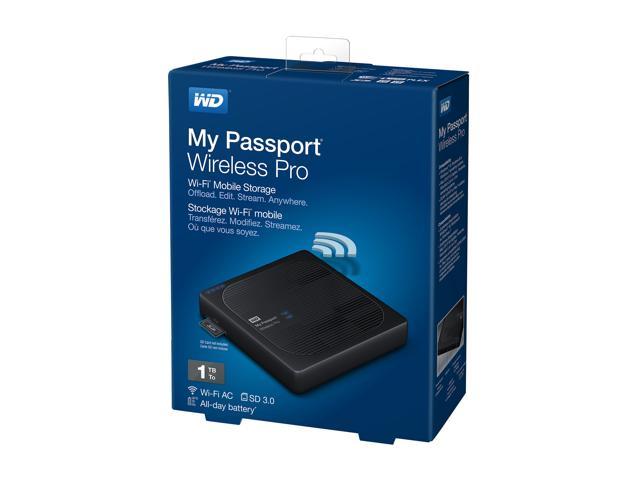 SD y USB 3.0 Disco Duro Externo portátil de 1 TB con Wi-Fi AC WD My Passport Wireless Pro 