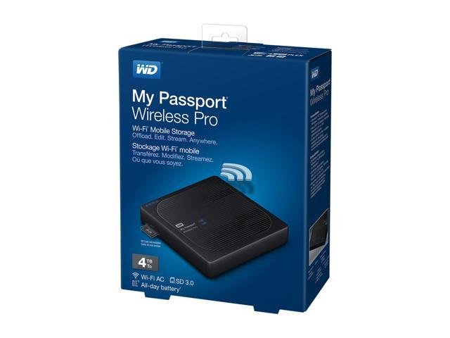 Wd 4tb My Passport Wireless Pro Portable External Hard Drive Ios Android Compatible Wi Fi Ac Sd Usb 3 0 Wdbsmt0040bbk Nesn Newegg Com