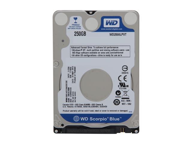 WD Blue 250GB Mobile Hard Disk Drive - 5400 RPM SATA 3 Gb/s 2.5 Inch -  WD2500LPVT