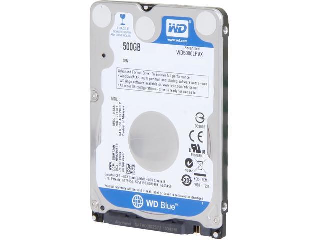 WD Blue WD5000LPVX 500GB 5400 RPM 8MB Cache SATA 6.0Gb/s 2.5" Internal Notebook Hard Drive Bare Drive-Factory Recertified