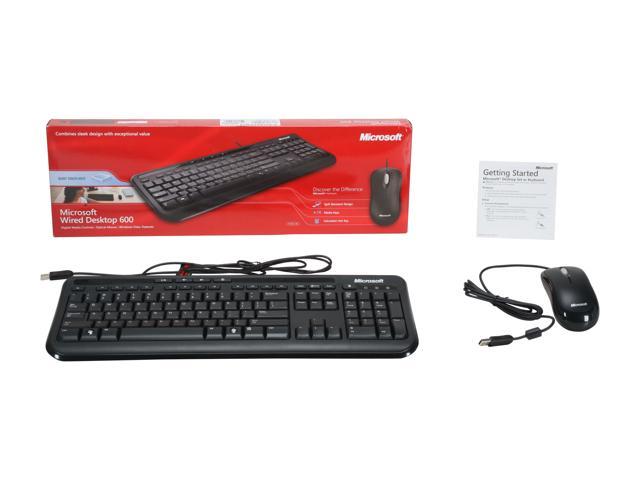 Microsoft Wired Desktop 600 USB Membrane Standard Keyboard and Mouse Combo 