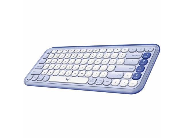Logitech POP ICON KEYS Wireless Bluetooth Keyboard, Comfortable Typing, Programmable Keys, Easy-Switch Between up to 3 Devices, for Laptop, Tablet, PC - Lilac-Off-White