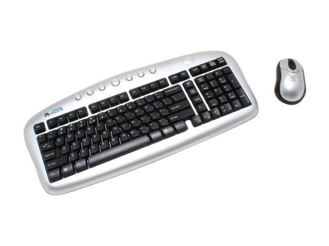 A4Tech KBS-6357RP 2-Tone 103 Normal Keys 7 Function Keys RF Wireless Ergonomic Mini Desktop Keyboard & Mouse