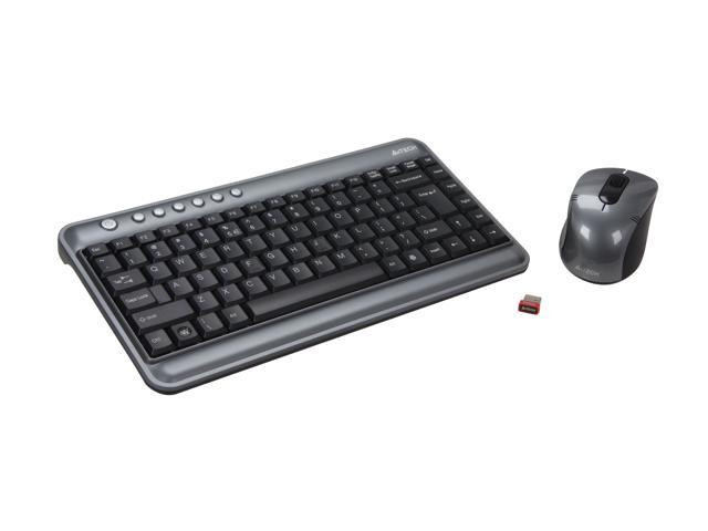 A4Tech 7300N 86 Normal Keys 7 Function Keys USB RF Wireless Ergonomic Keyboard & Mouse