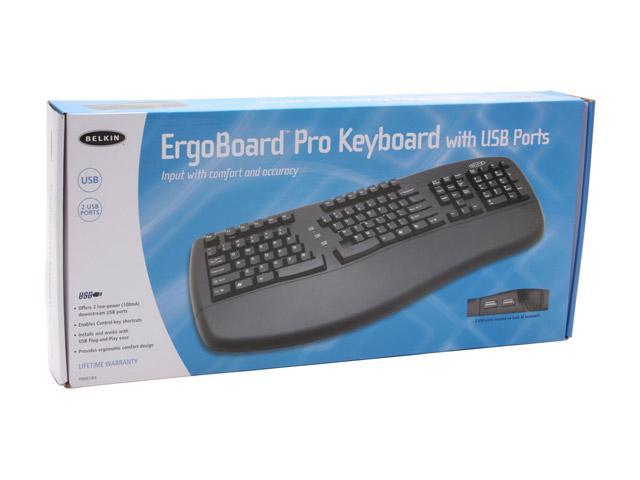 Belkin Belkin ErgoBoard Pro 107-Key USB PC Keyboard inbuilt USB 2-port hub 