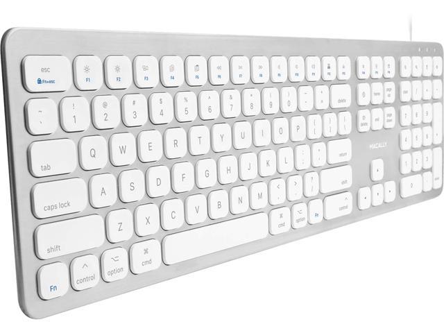 Macally Ultra Slim USB Wired Keyboard with USB Ports For Mac Keyboards 