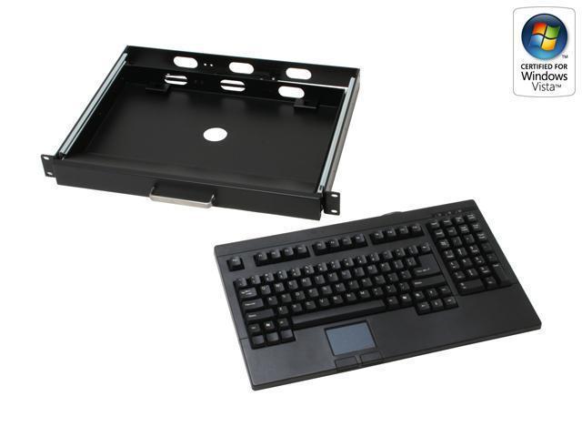 ADESSO ACK-730PB-MRP Black 104 Normal Keys PS/2 Mini 19" 1U Rackmount Keyboard Drawer with built-in Touchpad Keyboard