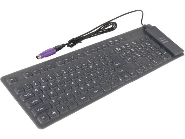 ADESSO AKB-230 Black 109 Normal Keys USB or PS/2 See Details Flexible Full Sized Keyboard