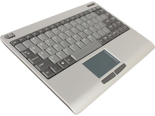 Adesso WKB-4000US SlimTouch 2.4 GHz RF Wireless Mini  Keyboard with Touchpad, with min USB receiver and receiver pocket (Silver / grey)