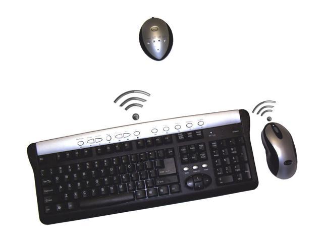 ADESSO KB-998 Black/Silver 104 Normal Keys 15 Function Keys RF Wireless Standard Keyboard and Optical Mouse