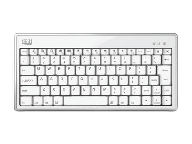 ADESSO WKB-1010BW White 84 Normal Keys 14 Function Keys Bluetooth Wireless Mini Keyboard 1010 for iPad