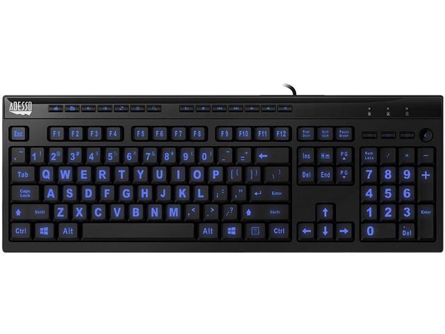 ADESSO EasyTouch 130 AKB-130EB Black 104 Normal Keys USB Wired Standard Illuminated Multimedia Keyboard