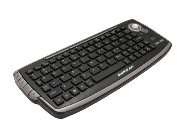 IOGEAR GKM681R Black USB RF Wireless Mini Keyboard with Optical Trackball and Scroll Wheel
