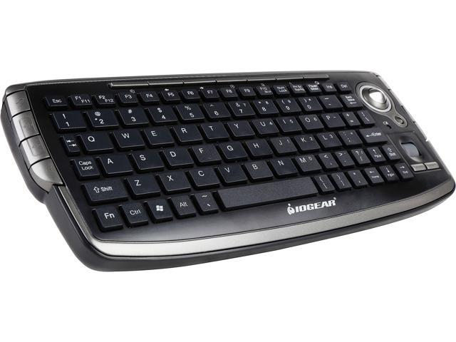 IOGEAR GKM681R Black RF Wireless Keyboard with Optical Trackball and Scroll Wheel
