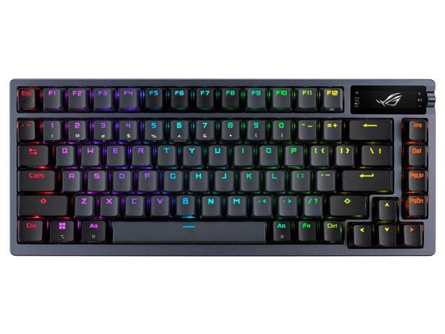 ASUS ROG Azoth 75 Wireless DIY Custom Gaming Keyboard, OLED display, Gasket-Mount, Three-Layer Dampening, Hot-Swappable Pre-lubed ROG NX Red Switches & Keyboard Stabilizers, PBT Keycaps, RGB-Black