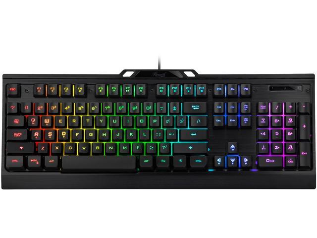 Rosewill NEON K54 RGB Membrane Gaming Keyboard, 19-Key Anti-Ghosting, WASD and Arrow Keys Exchange, 8 Multimedia Hotkeys, 9 LED Backlit Modes, Slim Profile Floating Keycaps