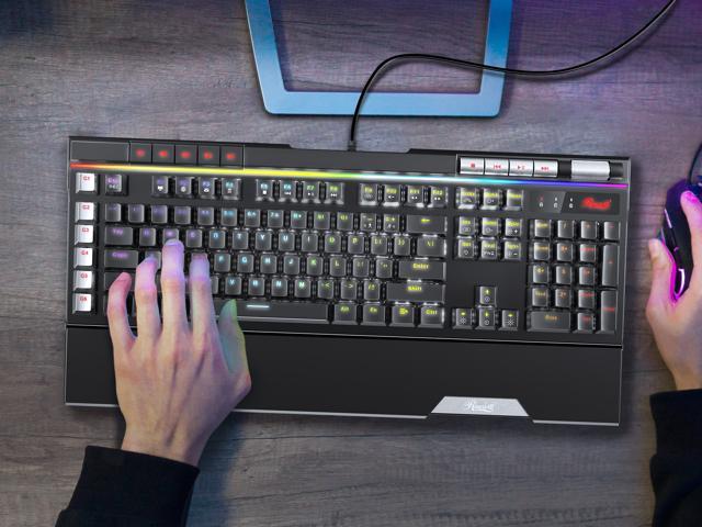 Rosewill Blitz K50 RGB BR Wired Gaming Tactile Mechanical Keyboard, Outemu  Brown Switches, 14 RGB LED Backlight Effects, NKRO, Anti-Ghosting, 6 Macro  Keys, Dedicated Media Controls, USB Passthrough 