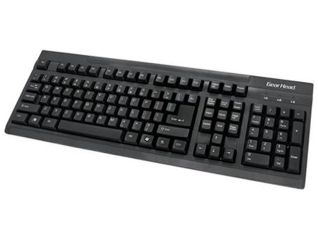 GEAR HEAD KB2500U Black 107 Normal Keys USB Office Products Slim Keyboard