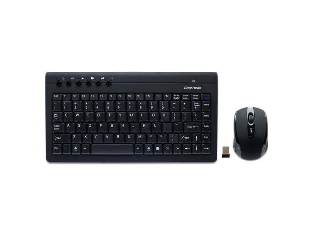 GEAR HEAD KB3750W Black 94 Normal Keys 6 Function Keys USB RF Wireless Mini Keyboard and Mouse