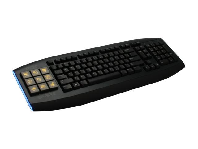 OCZ Sabre Black 103 Normal Keys 9 Function Keys USB Wired Standard OLED Gaming Keyboard
