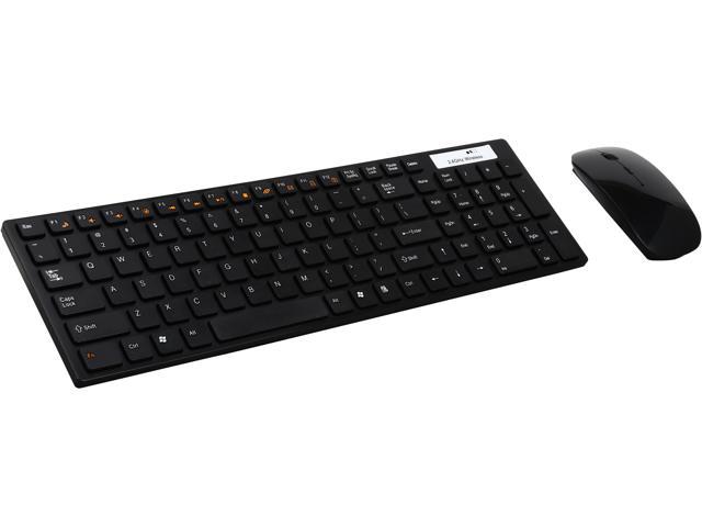 Orange KBCKT02BK, 104 Black Chocolate Keys Full-size Keyboard, Black Portable Wireless Ultra Slim Keyboard And Mouse Combo