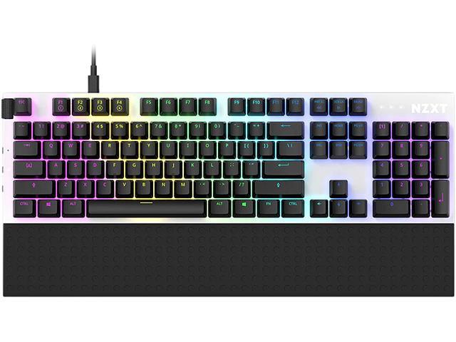 NZXT Function Mechanical Keyboard - KB-1FSUS-WR - PC Gaming Mechanical Keyboard - MX Compatible Switches - Hot Swappable Key Switch Sockets - Linear RGB Switches - Durable Aluminum Top Plate - White