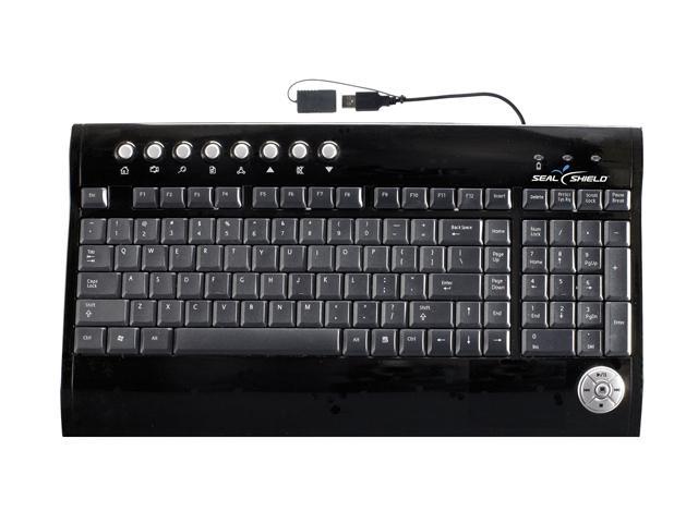 SEAL SHIELD S103 Black 103 Normal Keys USB Wired SILVER SURF Multimedia Keyboard - Dishwasher Safe & Antimicrobial