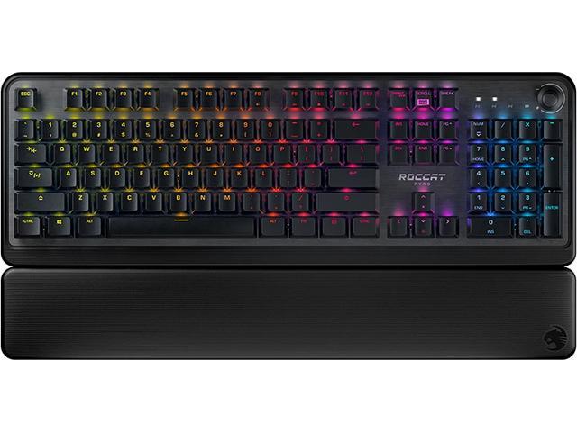 ROCCAT Pyro Mechanical PC Gaming Keyboard, RGB Lighting, AIMO Illumination, Wired Computer Keyboard, Detachable Wrist/Palm Rest, Linear Feel Red Switches, Brushed Top Black - Newegg.com