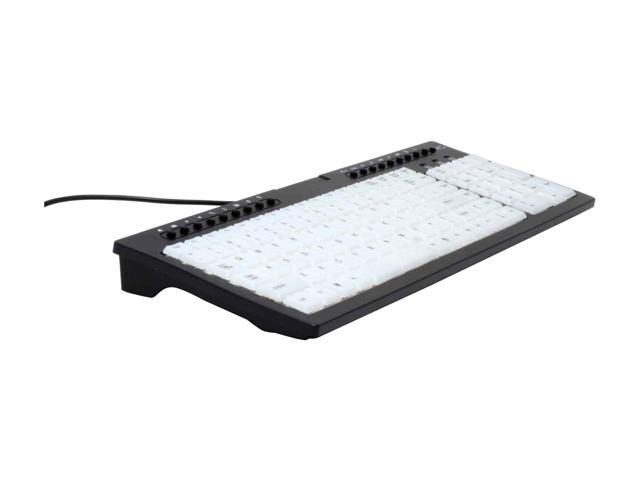 AVS Gear W9805ELBK Black & White 104 Normal Keys 19 Function Keys PS/2 Office Products Standard Illuminating Light-Up Multimedia Keyboard
