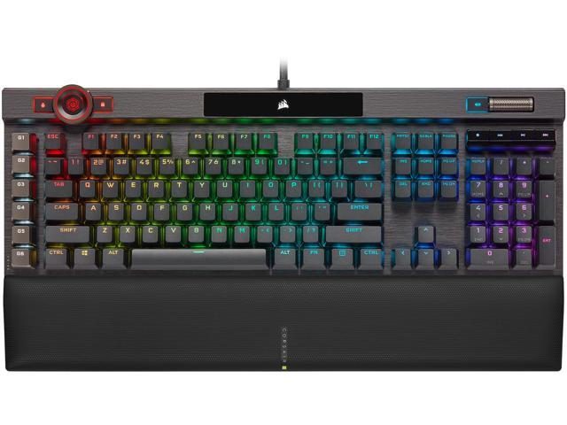 Corsair K100 RGB Optical-Mechanical Gaming Keyboard - Corsair OPX RGB Optical-Mechanical Keyswitches - AXON Hyper-Processing Technology for 4X Faster Throughput - 44-Zone RGB LightEdge