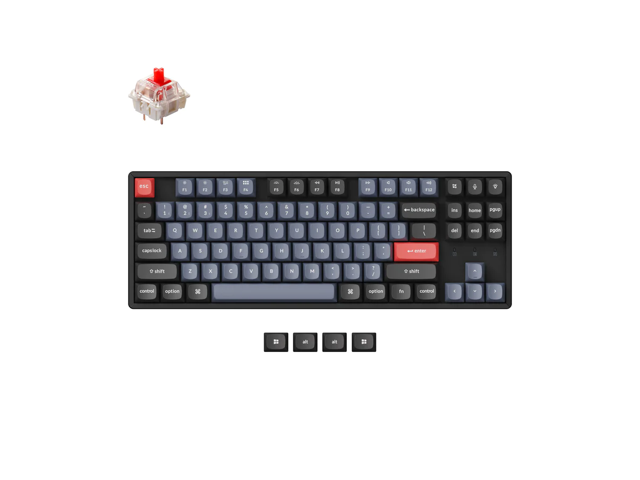 Keychron K8 Pro Mechanical Keyboard TKL Layout Aluminum RGB - Wireless - Hotswap - Black- Gateron Pro Red K8P-J1 Black