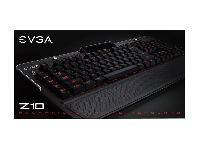 EVGA Z10 Gaming Keyboard, Red Backlit LED, Mechanical Brown Switches,  Onboard LCD Display, Macro Gaming Keys
