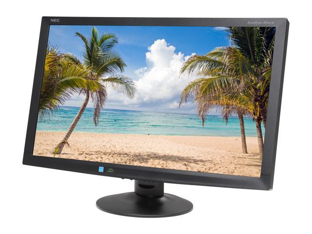 NEC Display AccuSync AS241W-BK Black 24” Widescreen TN Panel, LED Backlight LCD Monitor 5ms 300cd/m2, ECO Mode function – Carbon Footprint Meter, Rapid Response Technology, 3 Year Warranty