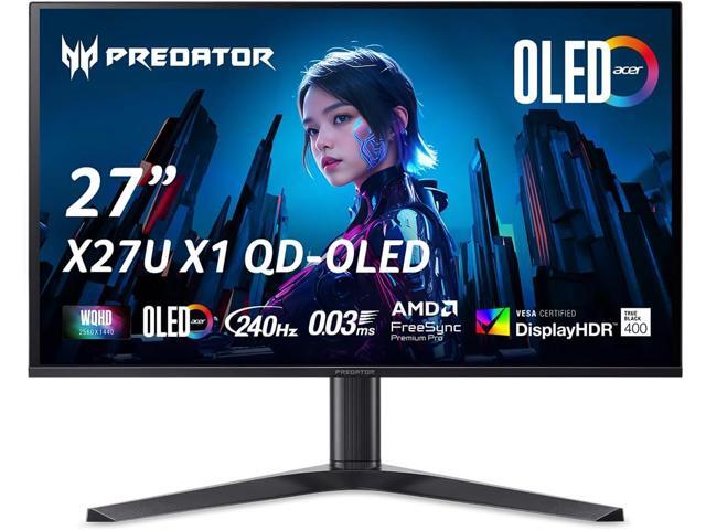 Acer 27" 240 Hz OLED WQHD Gaming Monitor 0.03ms (G to G) FreeSync Premium Pro (AMD Adaptive Sync) Flat Panel Predator X27U X1bmiiphx