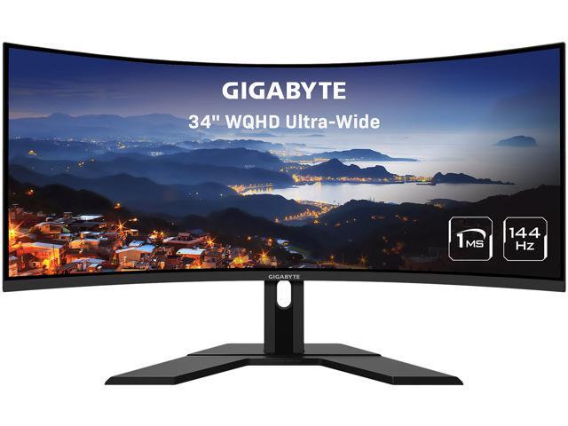 GIGABYTE G34WQC 34" 144Hz Curved Gaming Monitor, 3440 x 1440 VA 1500R Display, 1ms(MPRT), 87% DCI-P3, VESA Display HDR400, FreeSync Premium, 2x DisplayPort 1.4, 2x HDMI 2.0