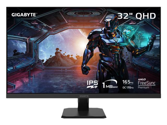 GIGABYTE 31.5" 165Hz/OC 170Hz Super Speed IPS QHD Gaming Monitor 1ms (MPRT) FreeSync Premium (AMD Adaptive Sync) Flat Panel GS32Q
