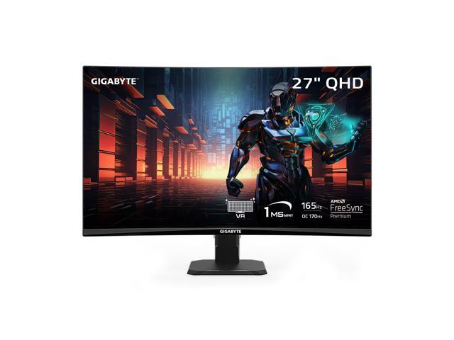 GIGABYTE -  GS27QC (SA) - 27" VA Curved Gaming Monitor - QHD 2560x1440 - 165Hz/OC 170Hz - 1ms MPRT - AMD FreeSync Premium - HDMI, DP - Black
