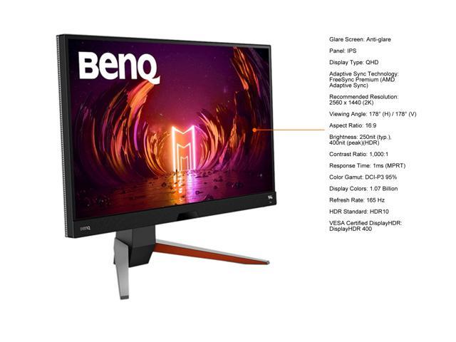  BenQ MOBIUZ EX2710Q Gaming Monitor 27 QHD 1440p 165Hz 1ms, IPS, HDRi, DCI-P3, Freesync Premium, Eye-Care Tech, Adjustable Height,  Swivel & Tilt, 2.1 Speakers