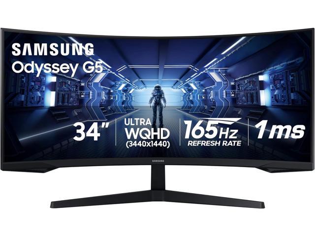 SAMSUNG 34" 165 Hz VA Ultra WQHD Gaming Monitor 1 ms (MPRT) FreeSync Premium HDMI, DisplayPort Curved Odyssey G5 C34G55T