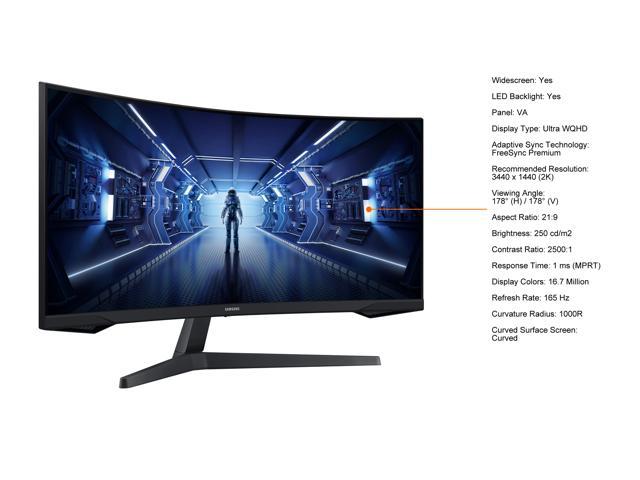 SAMSUNG 27-Inch G5 Odyssey Gaming Monitor with 1000R Curved Screen, 144Hz,  1ms, FreeSync Premium, QHD (LC27G55TQWNXZA), Black 