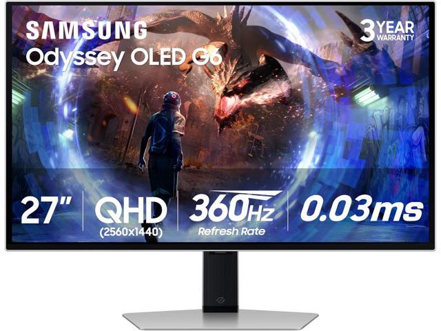 SAMSUNG 27" 360 Hz OLED QHD Gaming Monitor 0.03ms (GTG) FreeSync Premium Pro (AMD Adaptive Sync) Flat Panel Odyssey OLED G6 (G60SD) LS27DG602SNXZA