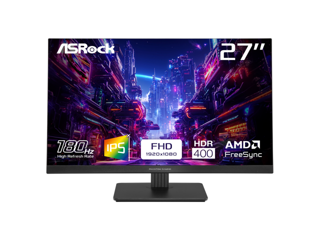 ASRock Phantom Gaming Monitor 27" 180 Hz IPS FHD 1ms (MPRT), 4ms (GtG) FreeSync (AMD Adaptive Sync) Flat Panel PG27FFT1B